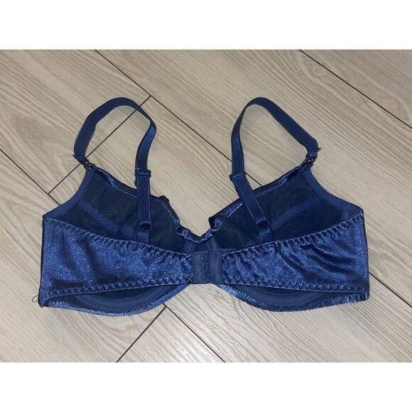 Vintage Maidenform French Demi 3687 Satin Soft Cup Underwire Womens 34C Blue - Picture 4 of 6